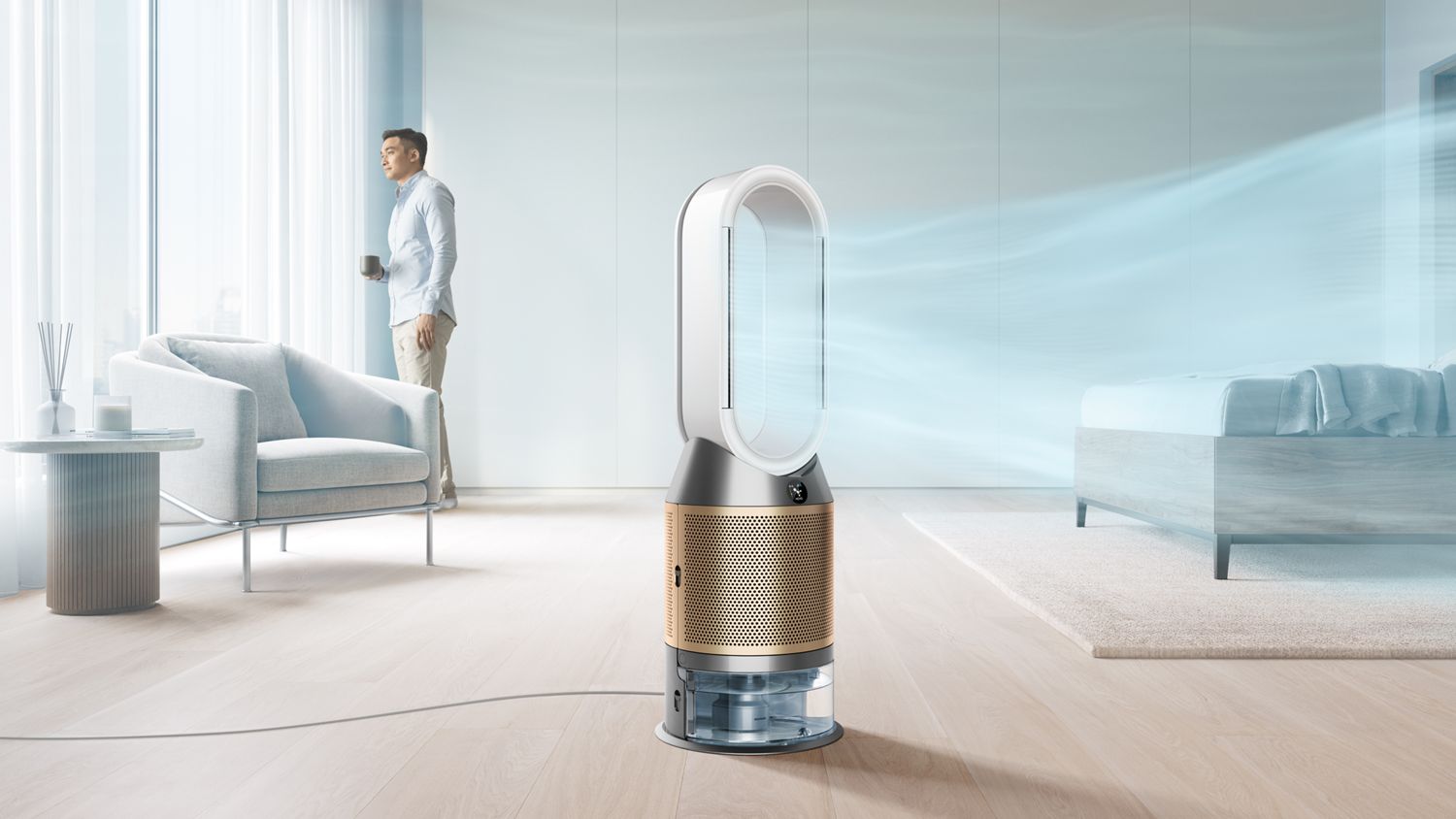Очиститель, увлажнитель и вентилятор Dyson Purifier Humidify+Cool PH2 De-NOx PH05, белый/золотой