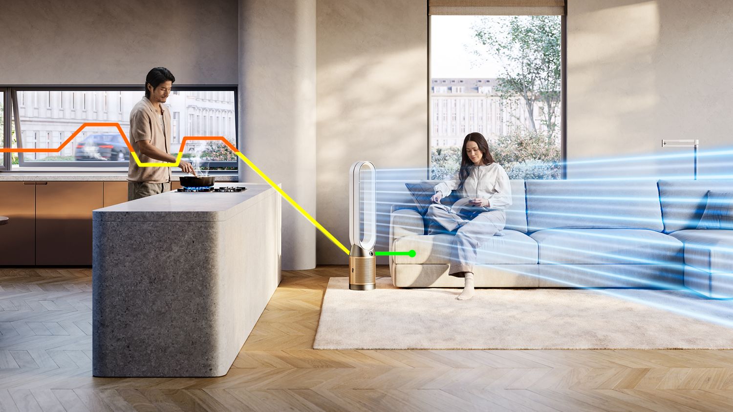 Очиститель воздуха и вентилятор Dyson Purifier Cool PC2 De-NOx TP12, белый/золотой