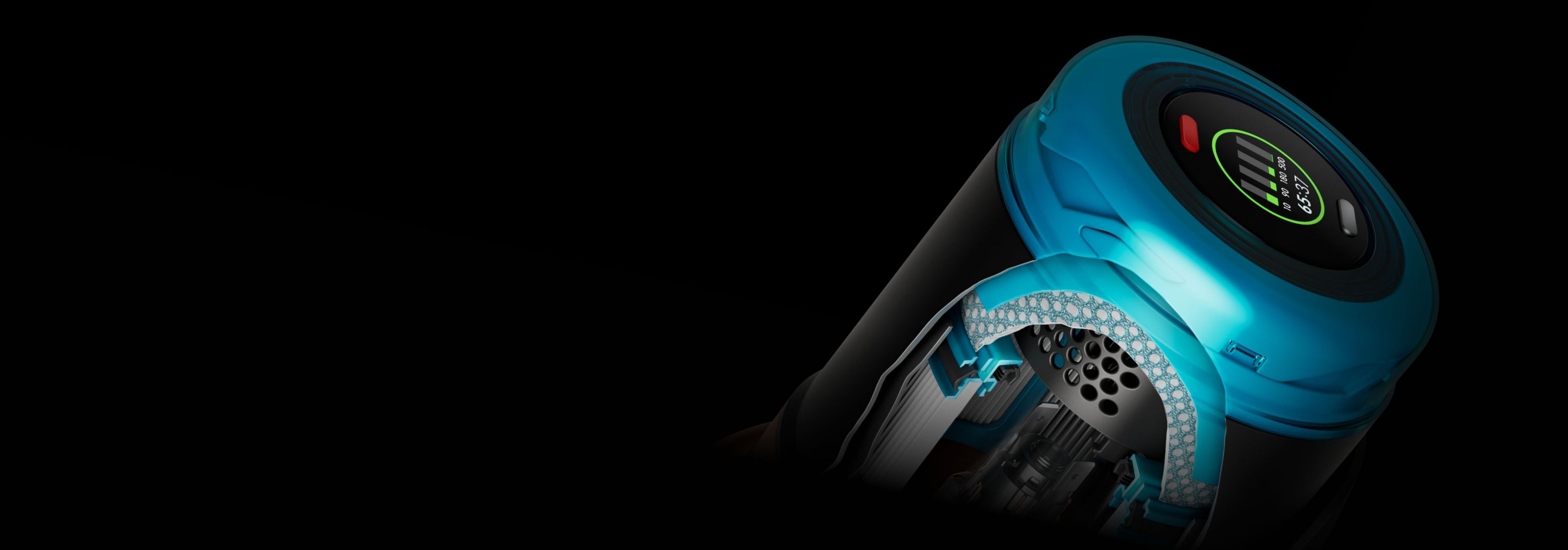 HEPA-фильтр Dyson внутри пылесоса в разрезе.