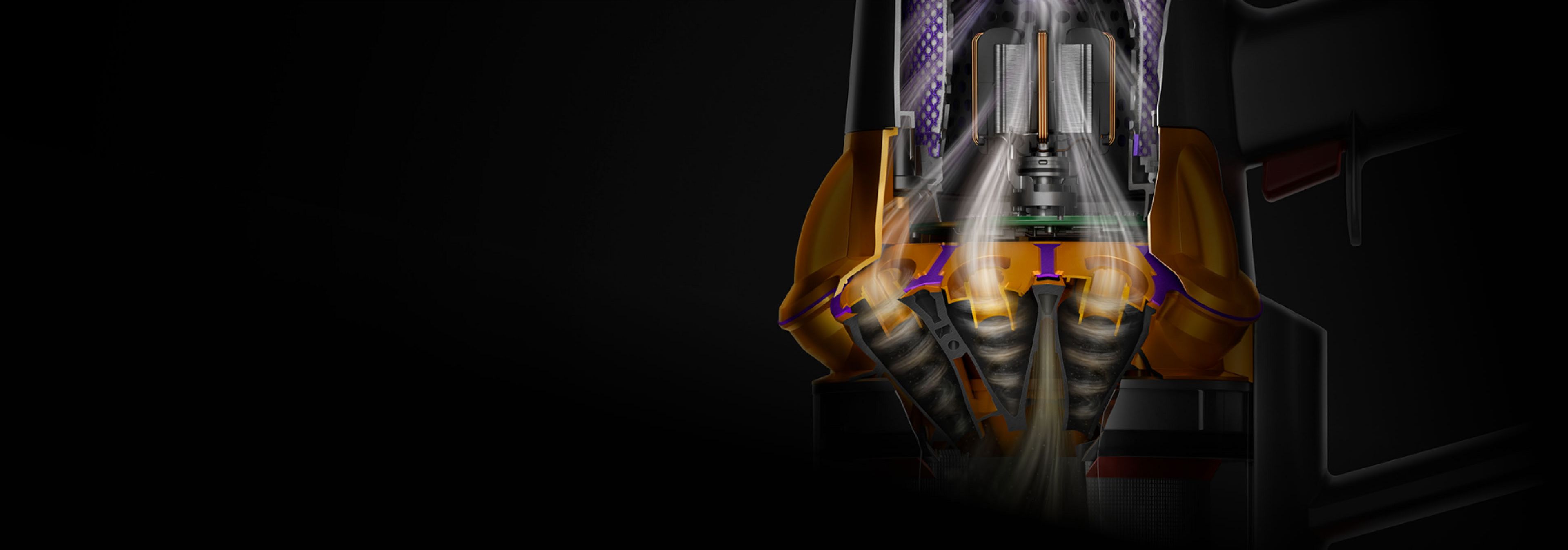 Запатентованная циклонная система Dyson в разрезе.