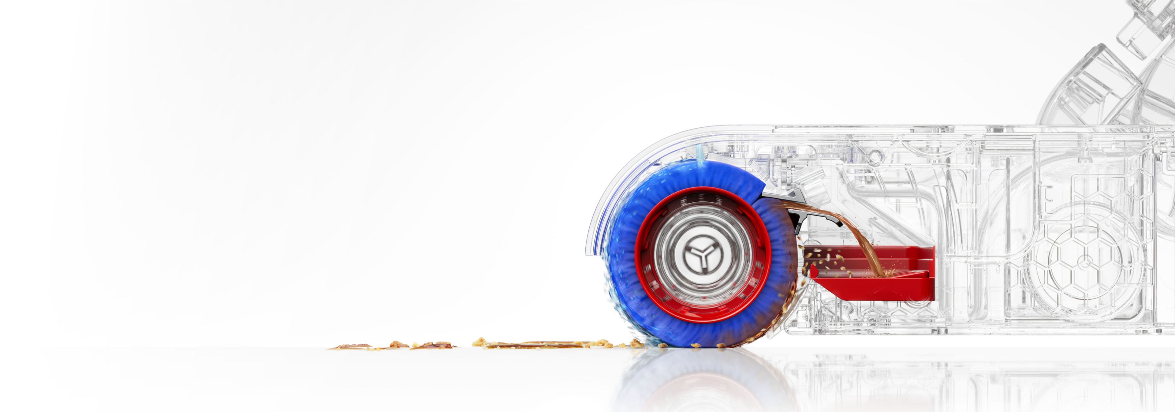 Моющее устройство Dyson WashG1 очищает валики при каждом обороте, чтобы всегда использовать чистую воду.